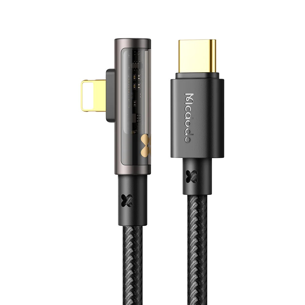 MCDODO CA 339 36w Prism Series Type-C To Lightning 90 Degree Transparent Data Cable 1.2M